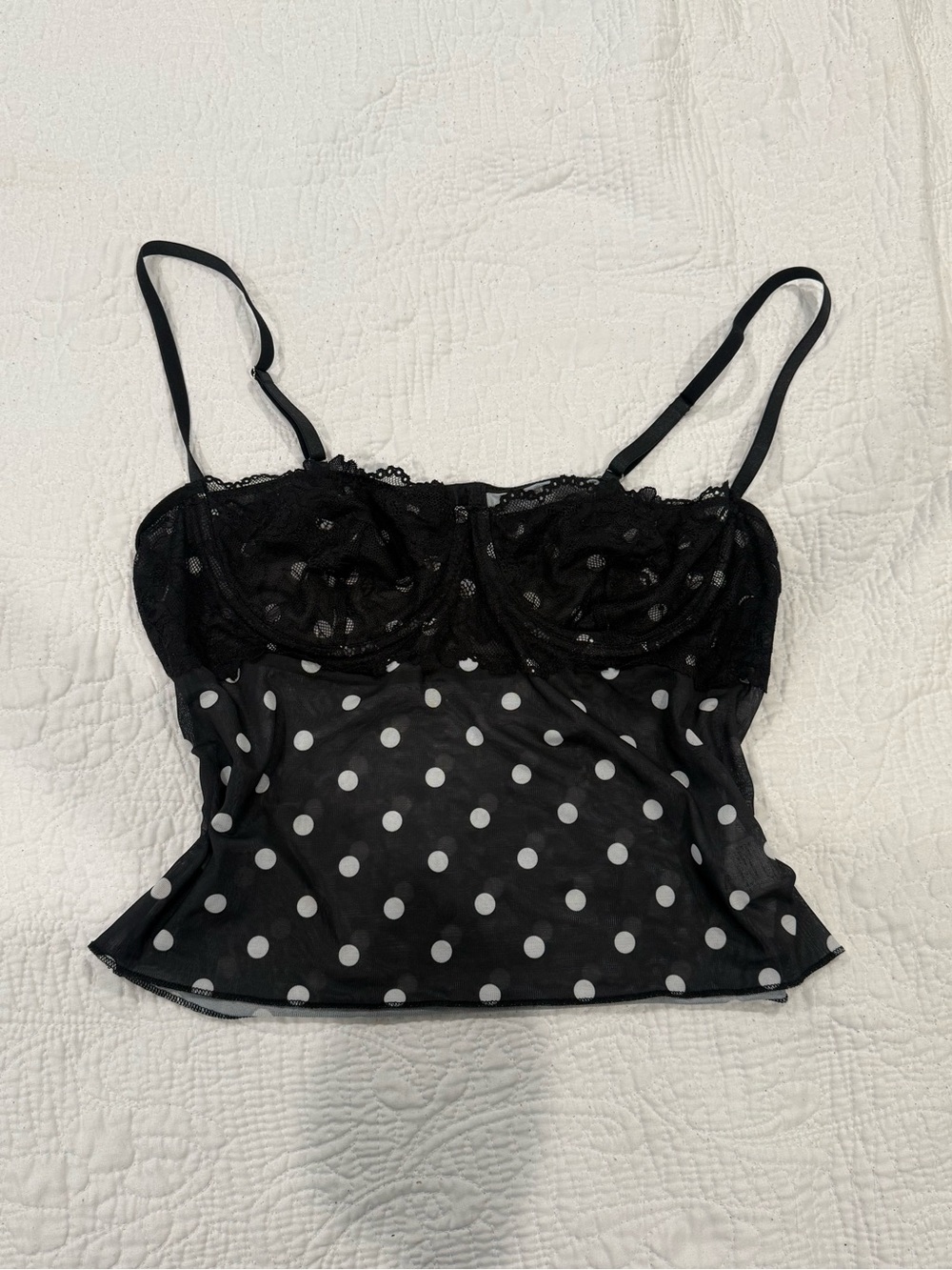 SHEIN Black Polka Dot Lace Cami
